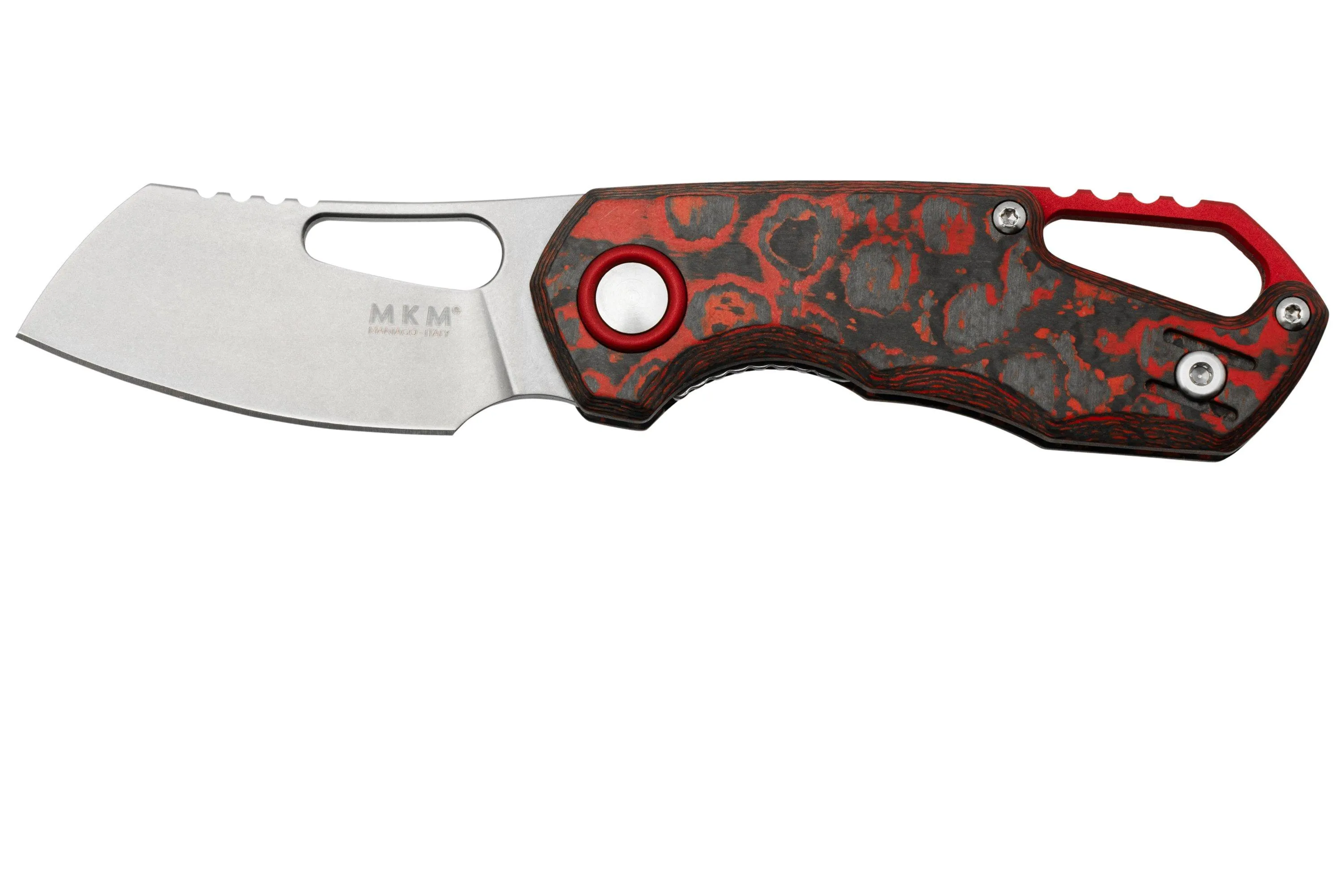 MKM Isonzo FX03-2CL Cleaver Stonewashed, Lava Flow Carbon Fiber, couteau de poche, Jesper Voxnaes design