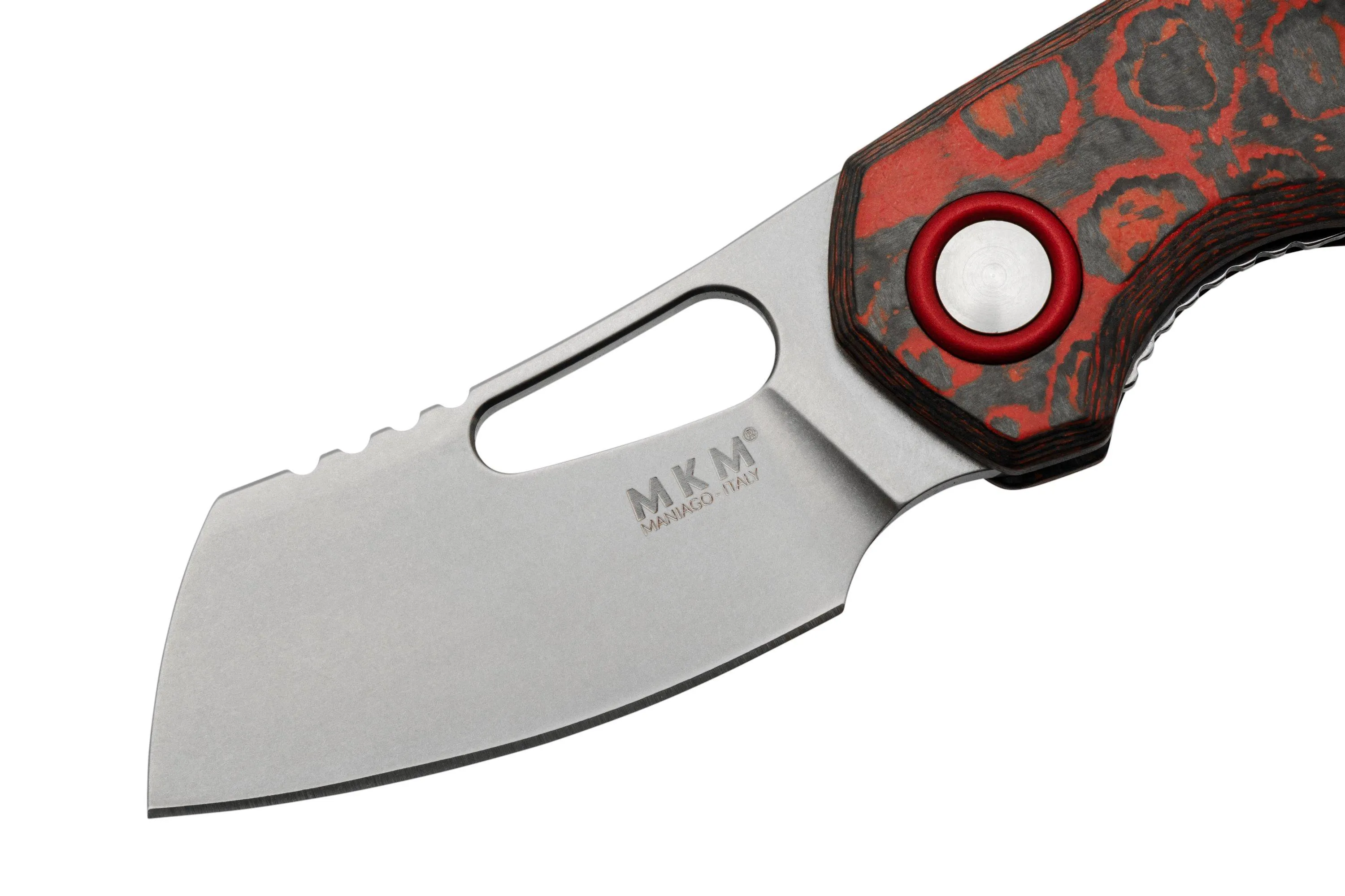 MKM Isonzo FX03-2CL Cleaver Stonewashed, Lava Flow Carbon Fiber, couteau de poche, Jesper Voxnaes design